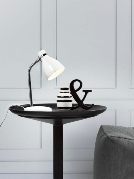 Cyclone Lampa stołowa – Styl skandynawski – kolor biały