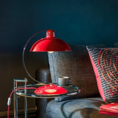 Franklin  Lampa stołowa – klasyczny – kolor srebrny, Czerwony