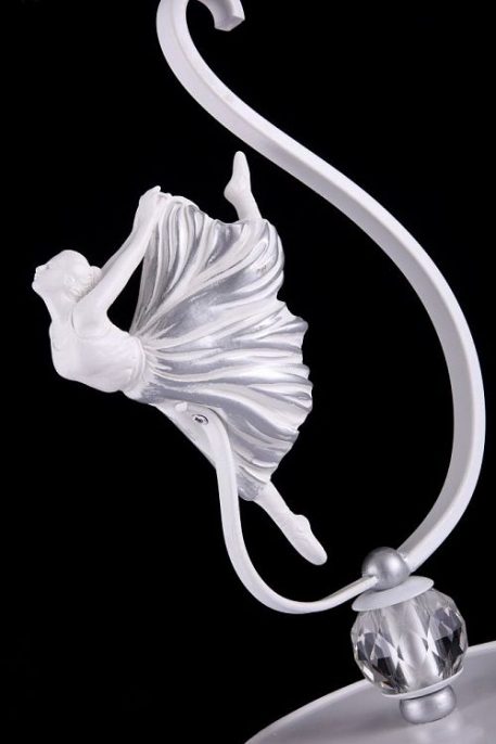 Lampa klasyczna - biały, srebrny metal, organza - Maytoni