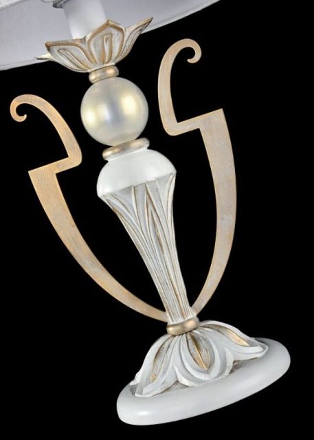 Lampa klasyczna - biały, złoty metal, biała tkanina - Maytoni