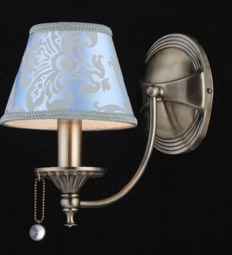 Lampa klasyczna - brązowy metal, niebieska tkanina - Maytoni