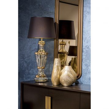 Roma Copper Lampa modern classic – Z abażurem – kolor miedź, transparentny, Czarny