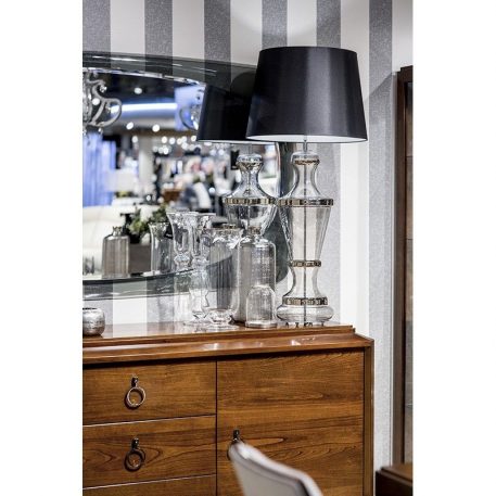 Roma Platinum Lampa modern classic – Styl glamour – kolor srebrny, transparentny, Czarny
