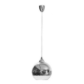 Nieduża lampa wisząca Globe – srebrny klosz, szklana